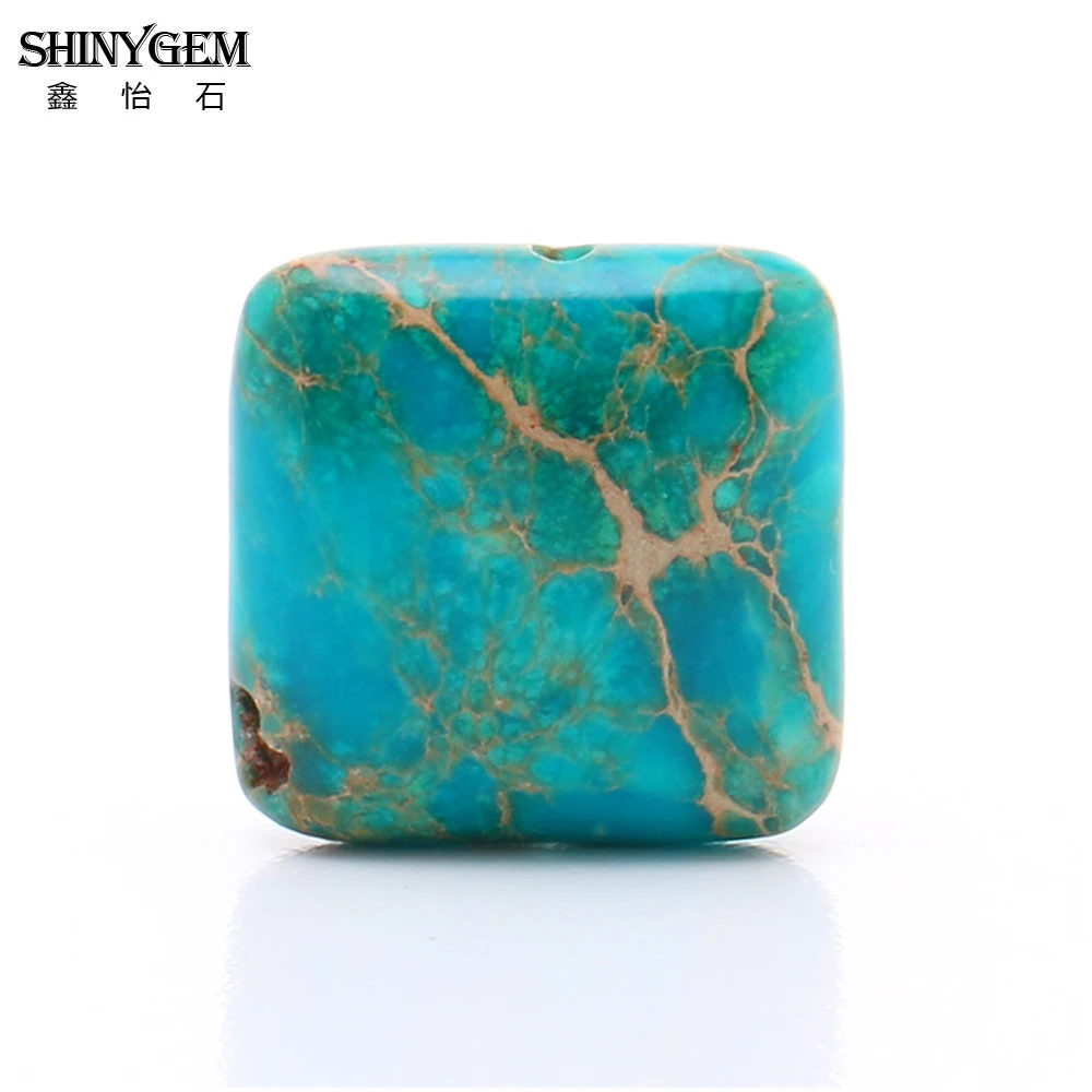 ShinyGem 14*14mm Charm Square Shape Sea Sediment Jaspers Bead Natural Blue Texture Stone Loose Bead For DIY Jewelry Making 20pcs