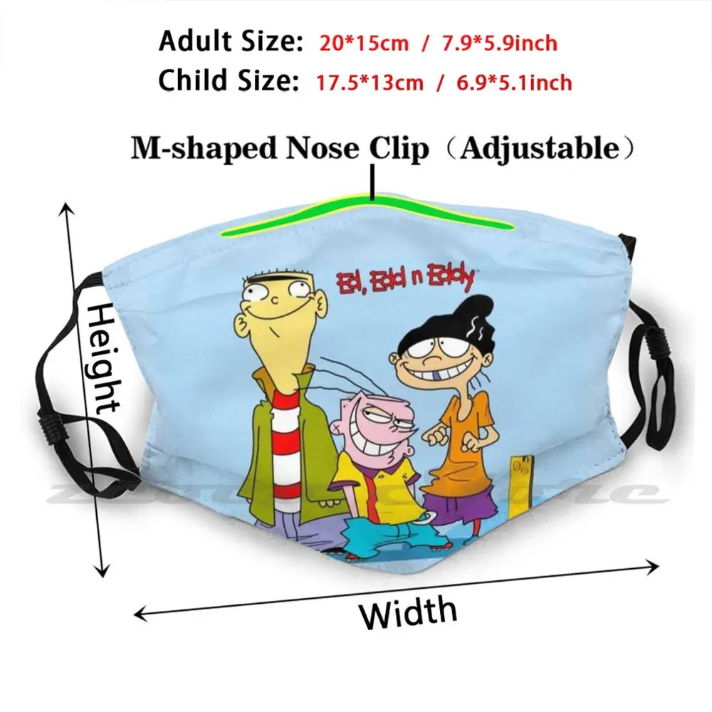 Ed Edd N Eddy Fan Art Mask Cloth Reusable Print Filter Washable Ededdneddy Ededdandeddy Ededdeddy Cartoon