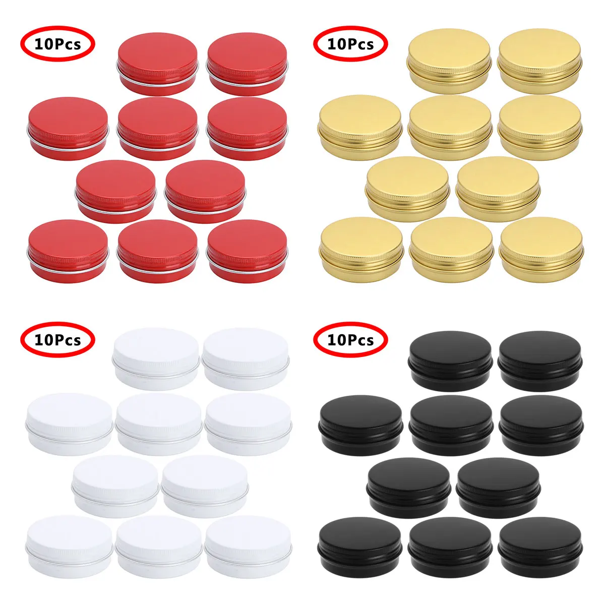 10Pcs Small Canister Aluminum Jars Round Candle Tin Cans Leakproof Seal Storage Container DIY Balm Lotion Organizer Jar with Lid