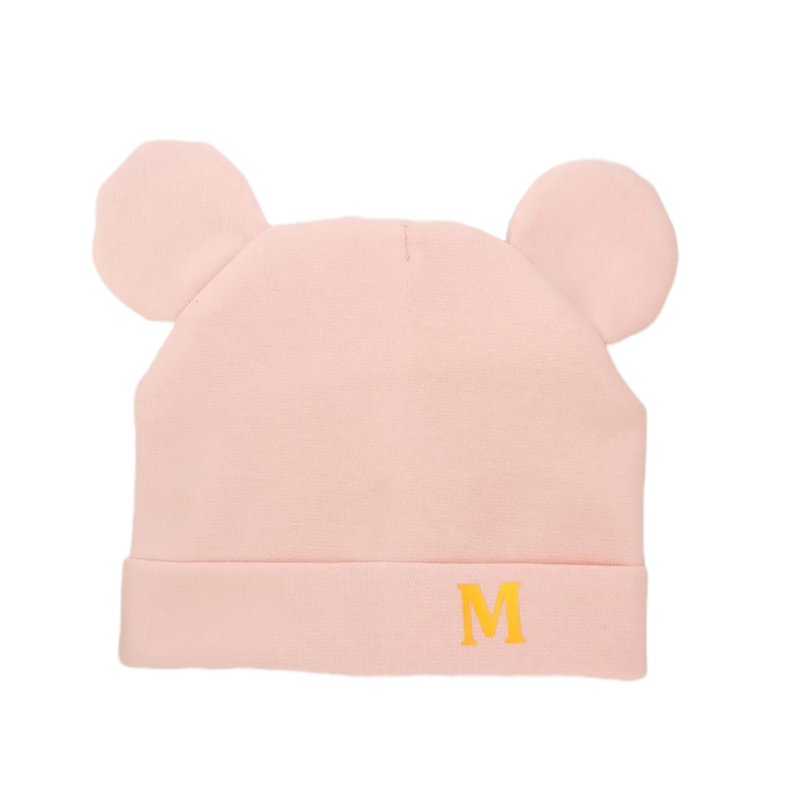 newborn hat with ear earflap baby with letter gloden M beanie for boys and girls toddlers children kids cotton animal ear cap