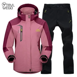 TRVLWEGO Spring And Autumn Outdoor Travel Hiking Camping Jacket Pants Women's Suit Windbreak Trekking Single Coat Trousers