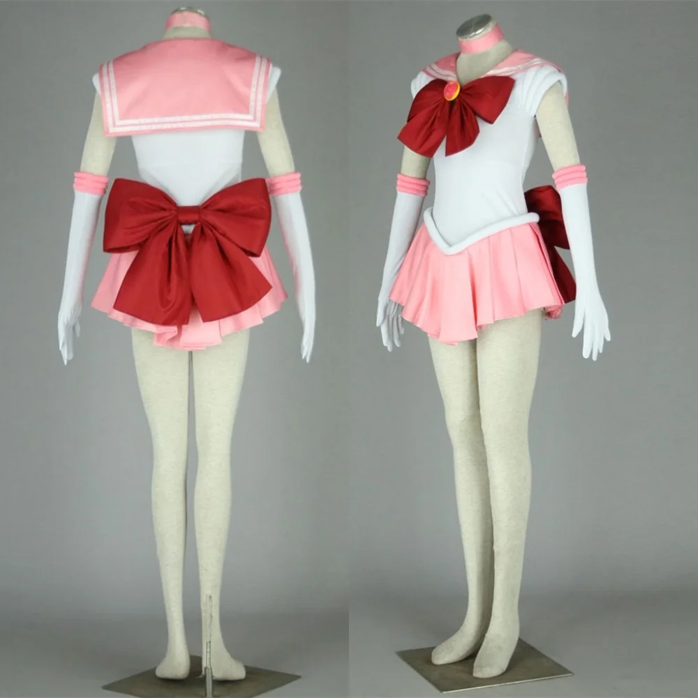 Disfraz de Anime Sailor Chibiusa para niños y adultos, traje de serenidad, vestido, arcos, guantes, broche, diadema, talla grande, hecho a medida