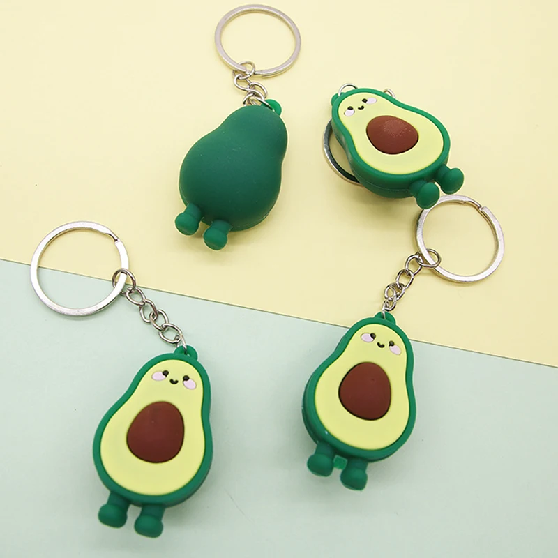 Fashion Simulation Fruit Avocado Smile Keychain 3D Resin Key Chains Jewelry Gift