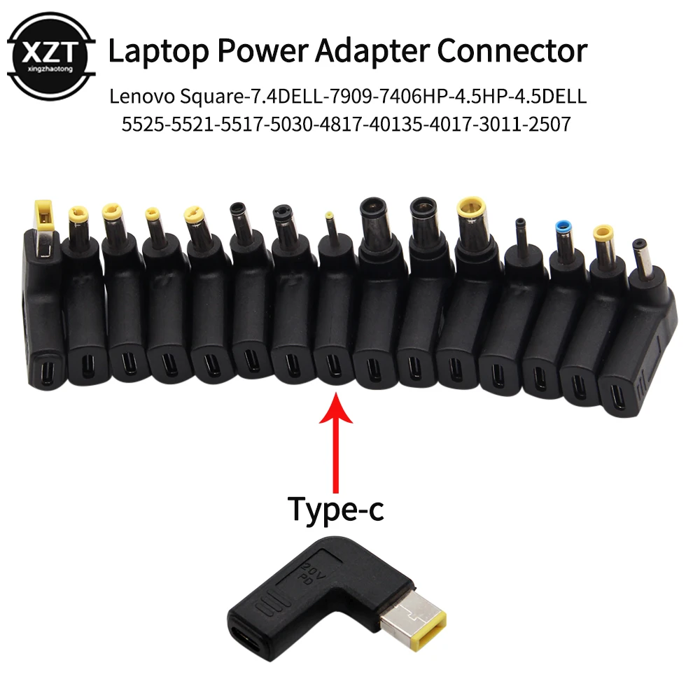 Laptop Power Adapter Connector DC Plug USB Type C Female to Universal Male 11*4.5mm for Lenovo Asus Hp Dell Acer Notebook Charge