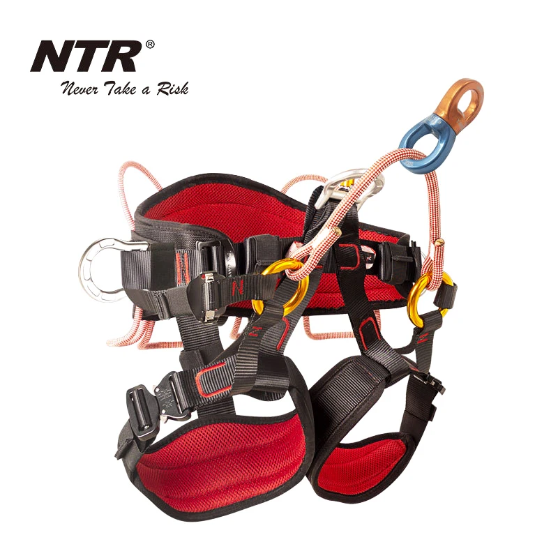 

Outdoor Half Body Harness Climbing Safety Belt Protection Equipment with Front Bridge and 360 Degree Swivel Connector