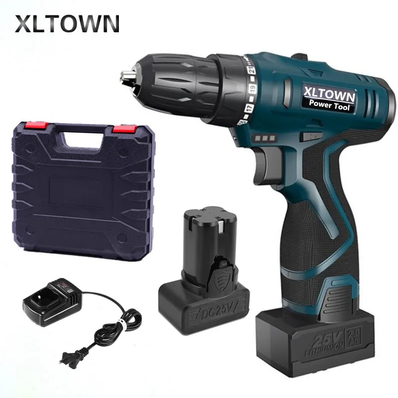 XLTOWN 16.8V/25V Cordless Electric Drill Rechargeable Lithium Battery Household Multifunction Electric Screwdriver