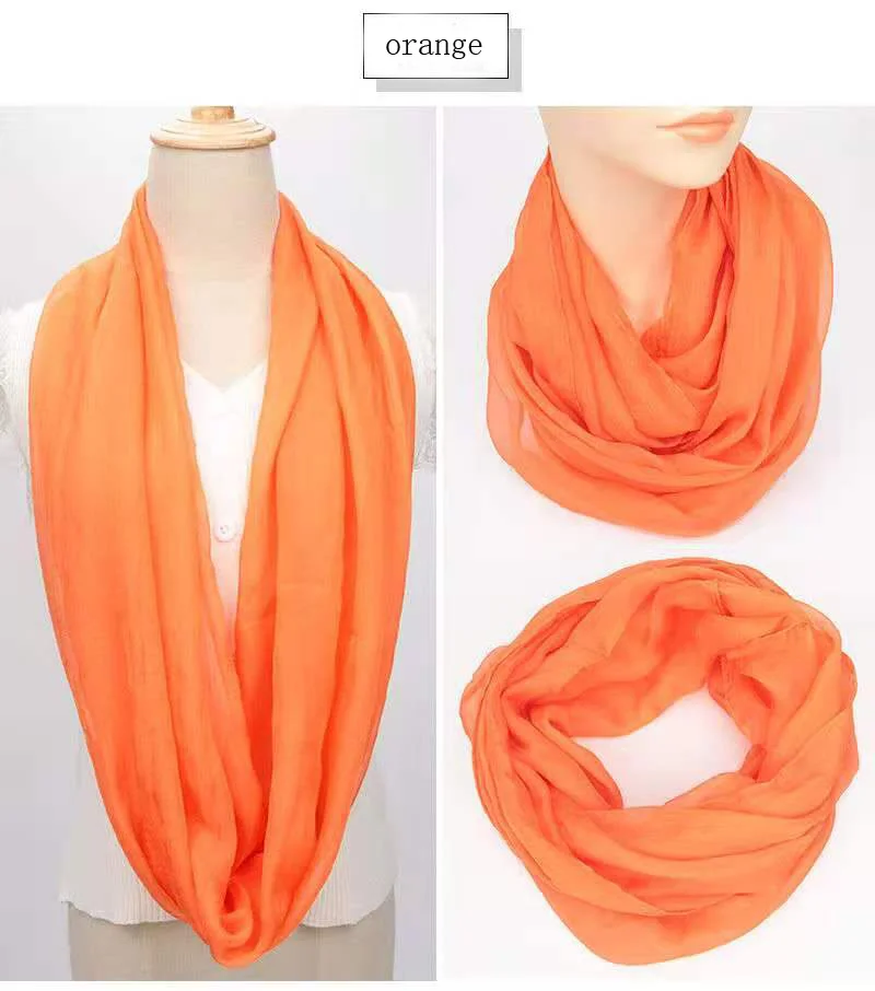 Spring Autumn Chiffon Hedging Bib Pure Color Wild Neck Scarf Women's Soft Light Breathable Decorative Beach Sunscreen Gauze D62