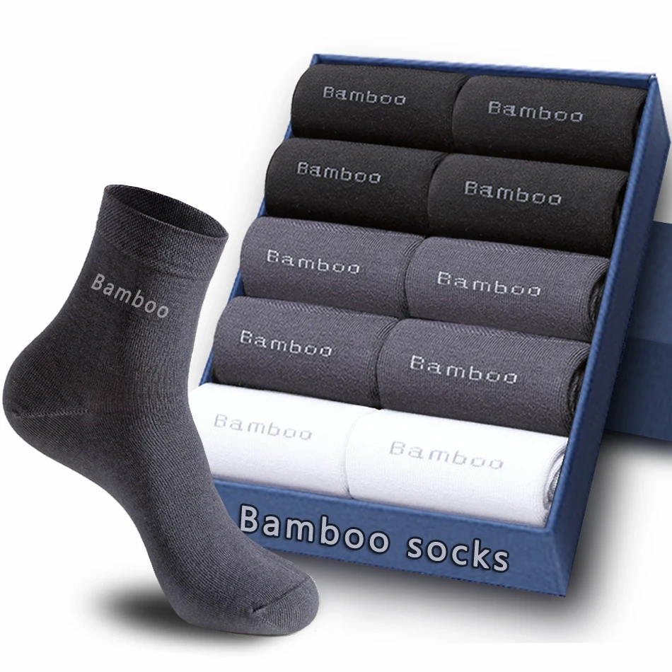 Men\'s Crew Bamboo Socks Seamless Toe Business Casual Soft Mens Athletic Hiking Crew Cushioned Dress Casual Socks