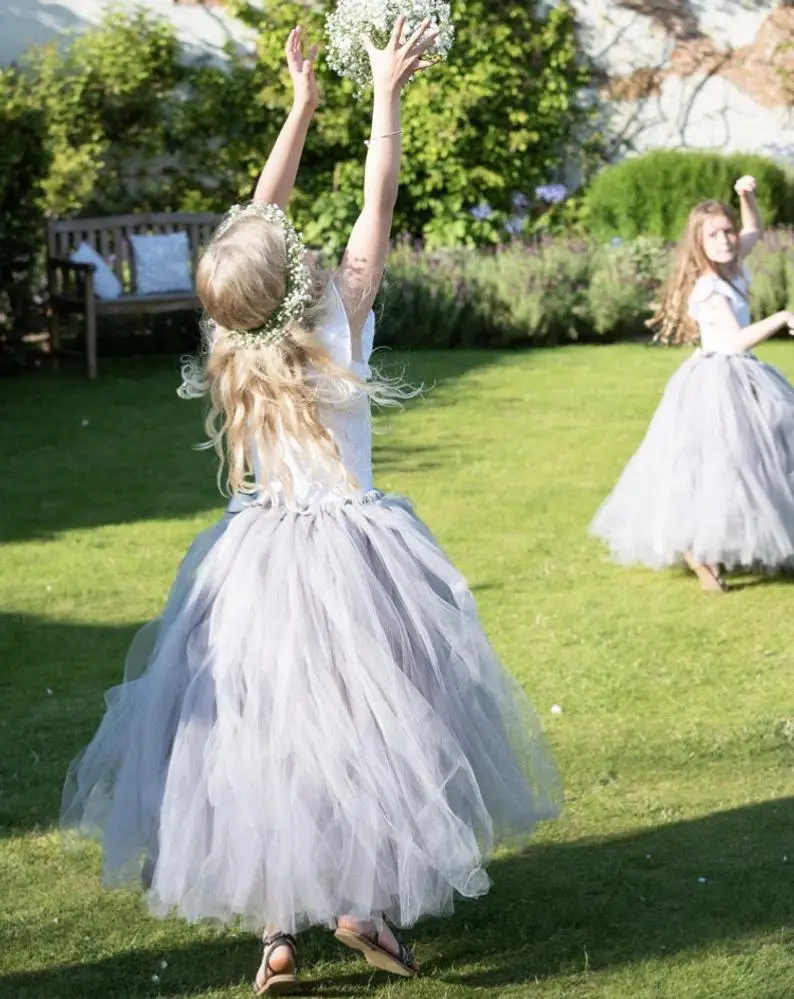 Robe de plage à fleurs pour filles, col à bijoux, manches courtes, robes de fête d'anniversaire pour enfants, robes de mariage, de bal et de Communion