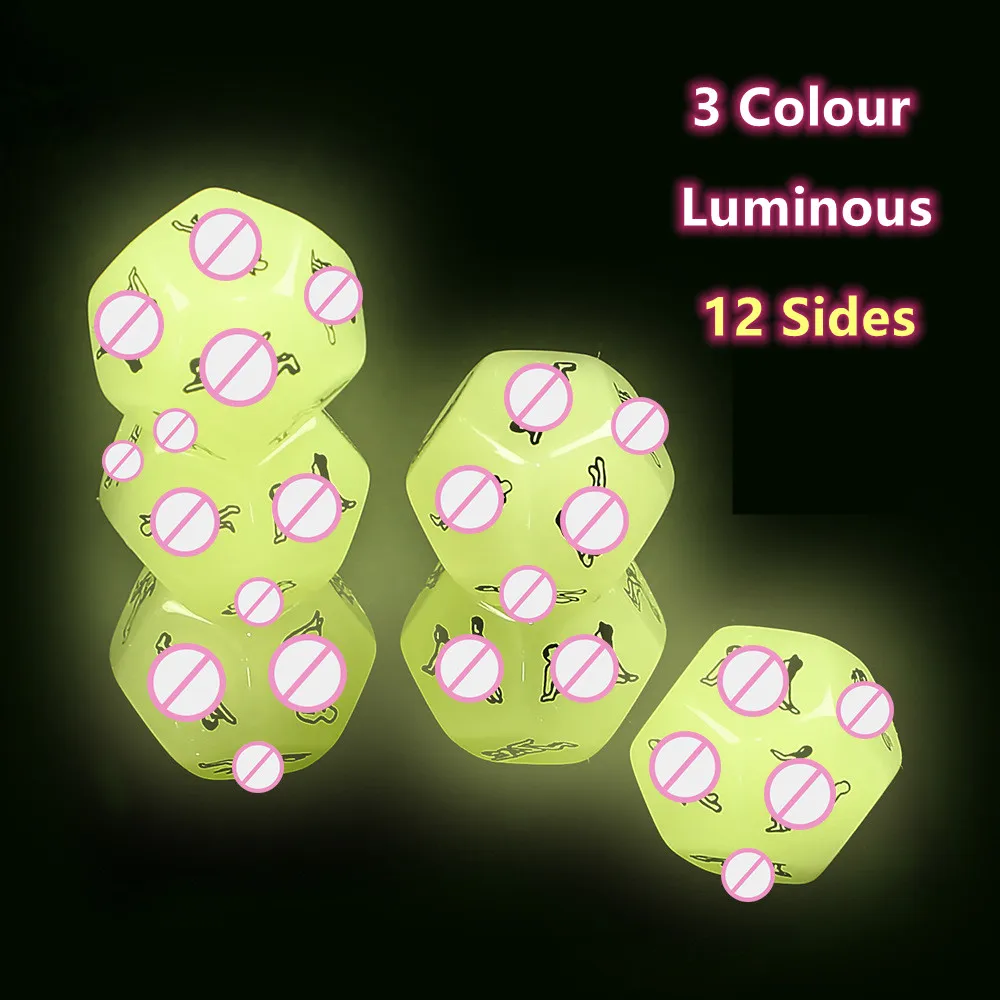 Exotic Accessories of 12 Sides Luminous Sex Dice Toys for Couples Adults Games Romance Love Hunour Flirting Erotic Sexy Shop