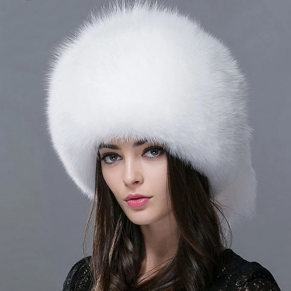 FXFURS Autumn and winter 20201New Women \'s Genuine Raccoon Russian Fur Hat Real Fox Fur Hat Dome Mongolian Hat FXH-161013