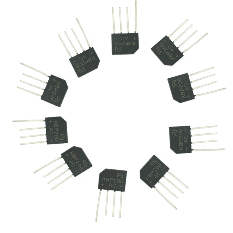 10pcs lot NEW Diy Electronic Diode Bridge Rectifier 600V 2A KBP206G KBP206 4PIN SIP-4 Single Phase