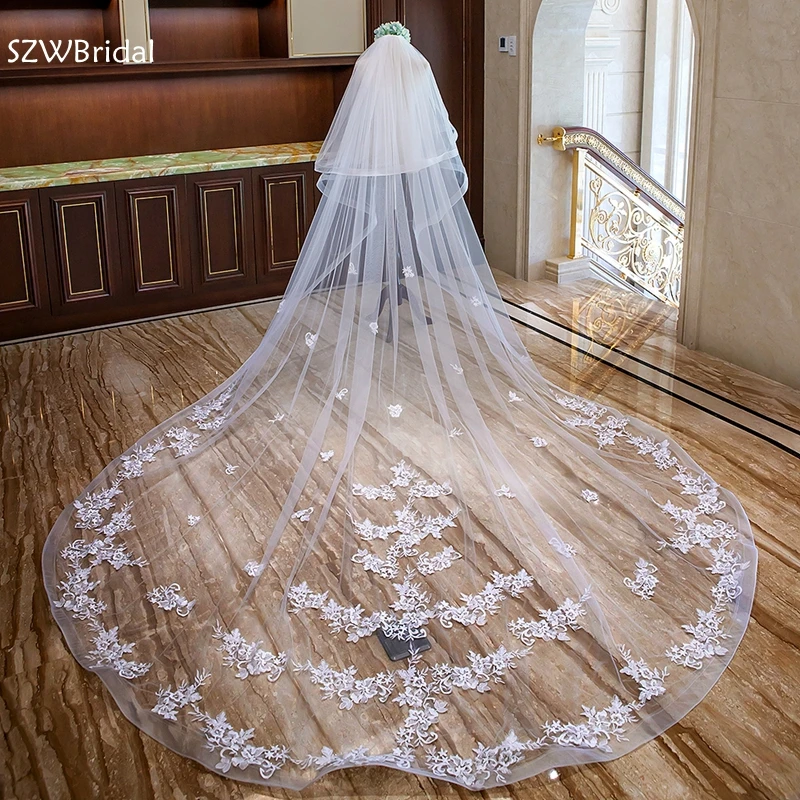 New Arrival Two layers Wedding veils Lace Appliques Ivory mariage wedding accessories 2025 Sexy Bridal veil velo de novia