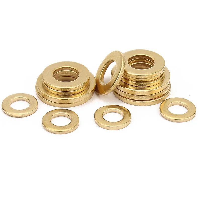 10/50pcs GB97 DIN125 Solid Brass Copper Gaskets M2 M2.5 M3 M4 M5 M6 M8 M10 M12 Flat Washer Plain Gasket Pad High Quality