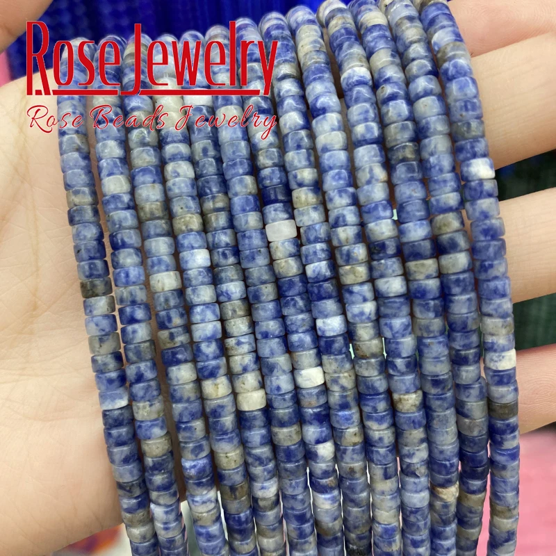 2x4mm Natural Blue Spot Stone Beads Jaspers Round Loose Beads For Jewelry Making DIY Power Energy Healing Earring Bracelets 15