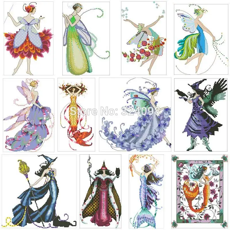 Fairy series 3  patterns Counted Cross Stitch 14CT DIY wholesale Chinese Cross Stitch Kits Embroidery Needlework Sets