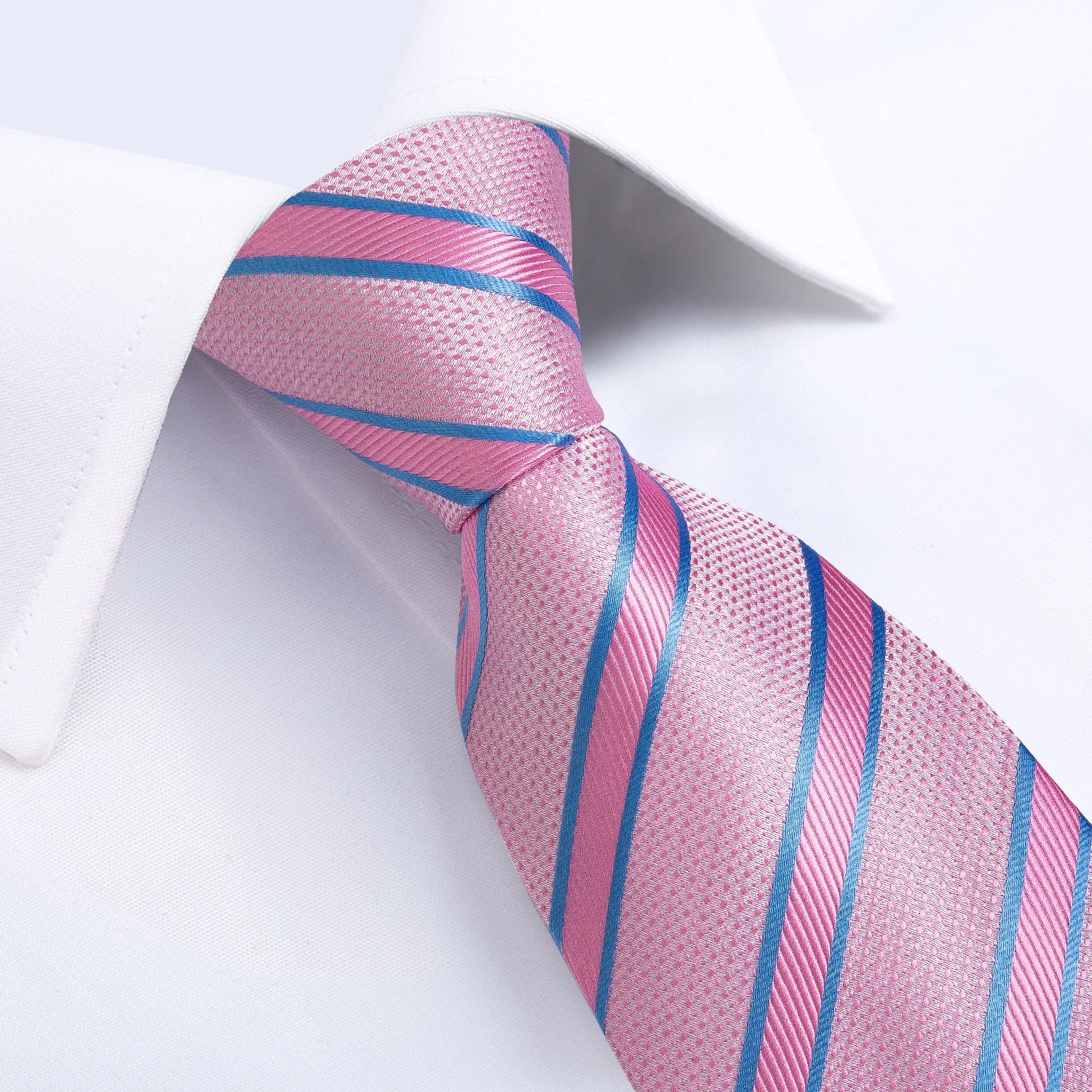 Hochwertiges Rosa Gestreiftes Paisley-Herrenkrawatten-Set 8cm Business Hochzeit Party Accessoires Herren Krawatte Einstecktuch-Set Herren Geschenk – Detail 9
