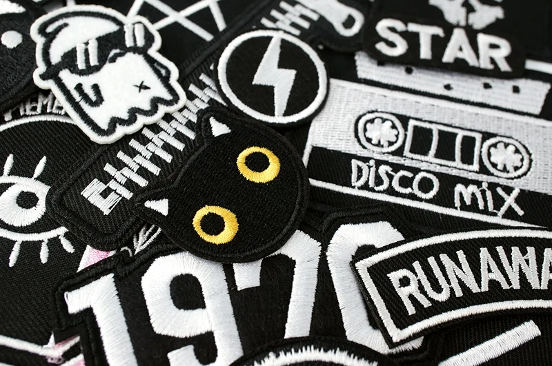 CAT Peace Embroidered Applique Patches Fabric Garment Apparel Clothing Accessories Embroidery Badges Star