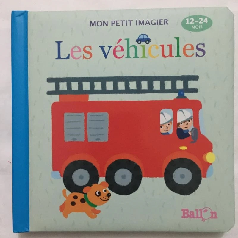 Parent Child Kids Toddler Baby French Learning Book Transportation Knowledge Word Early Education Picture Cardboard Book Age 0-3