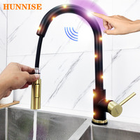 Kitchen Faucets Smart Touch Kitchen Sink Faucet Black Gold Pull Out Kitchen Mixer Tap Intelligent Sensor Kitchen Faucets