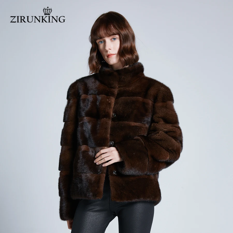 Zirunking-abrigo reversible de visón auténtico para mujer, chaqueta de lujo de alta calidad, prendas de vestir cálidas y gruesas, novedad de