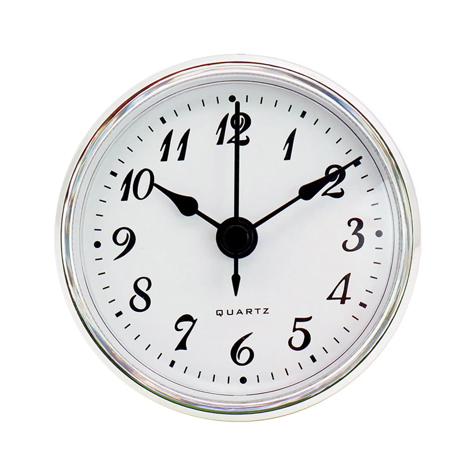 Round Clock Insert 70 Mm Quartz Movement Arabic Numeral Silver Trim
