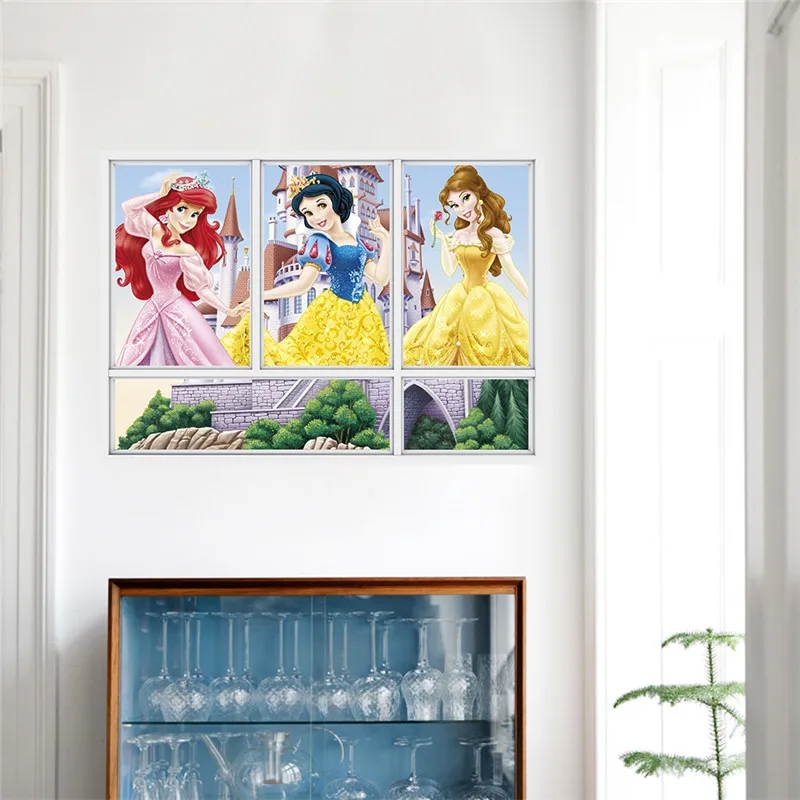 3d Vivid Lovely Cartoon Princess Castle Wall Stickers For Kids Room Butterfly Home Decoration Wall Decals
