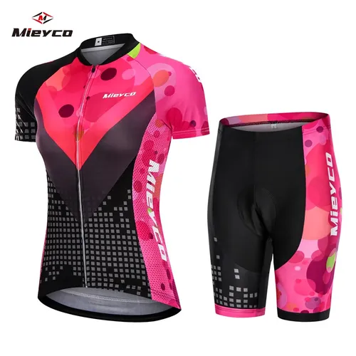 Imagen 2 del producto Traje de bicicleta de montaña para mujer, traje de equipo de bicicleta, ropa de camiseta de ciclismo MTB, juego de almohadillas de gel 3D, verano