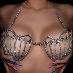 Zircon Mermaid Shell Bra Chest Chain Bikini Beach Sexy Crystal Rhinestone Body Chain Bra Harness Lingerie Jewelry For Women Gift