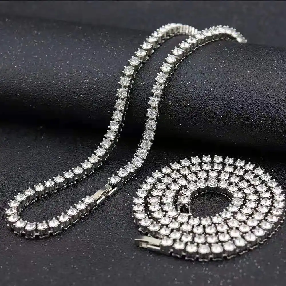 5MM Iced Out Tennis Bracelet Necklace Men Tennis Chain Fashion mens  Hip-Hop Jewelry Women 16/18/20/24inch Choker Necklace Chain