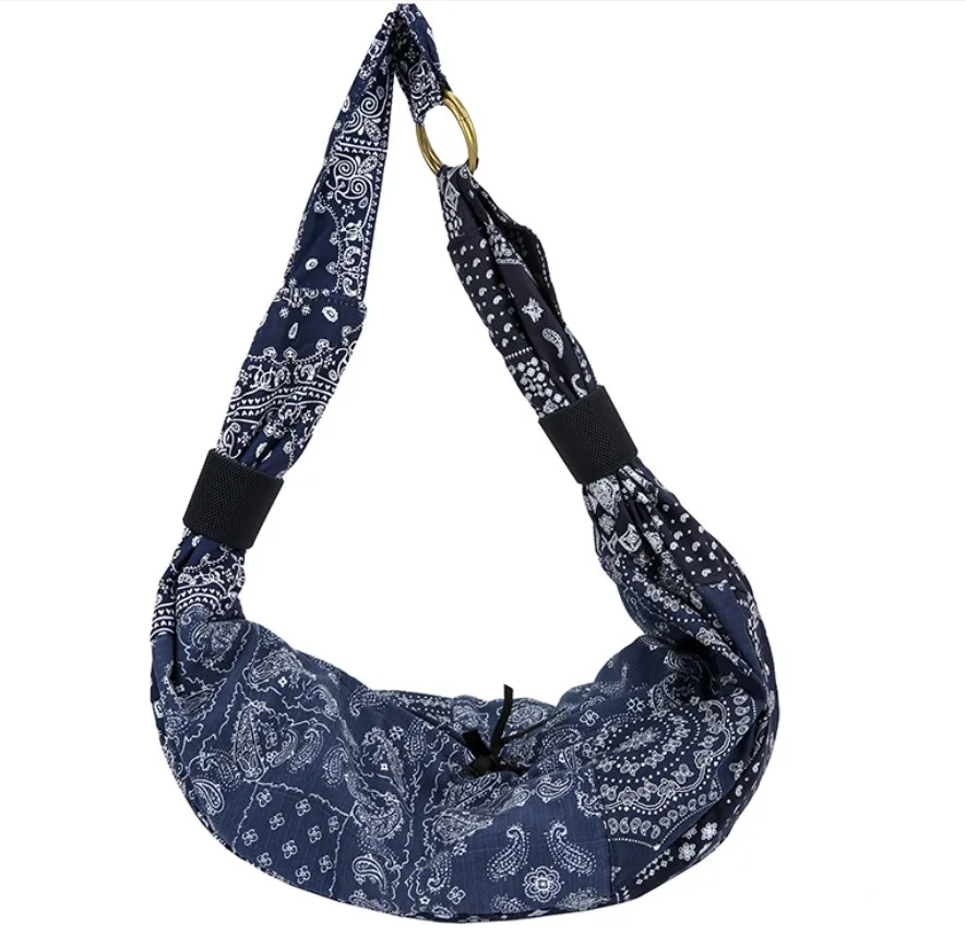 versatile Travis Scott TS Bandanna Paisley Straddle bag hobo bag street bag chest bag high-capacity