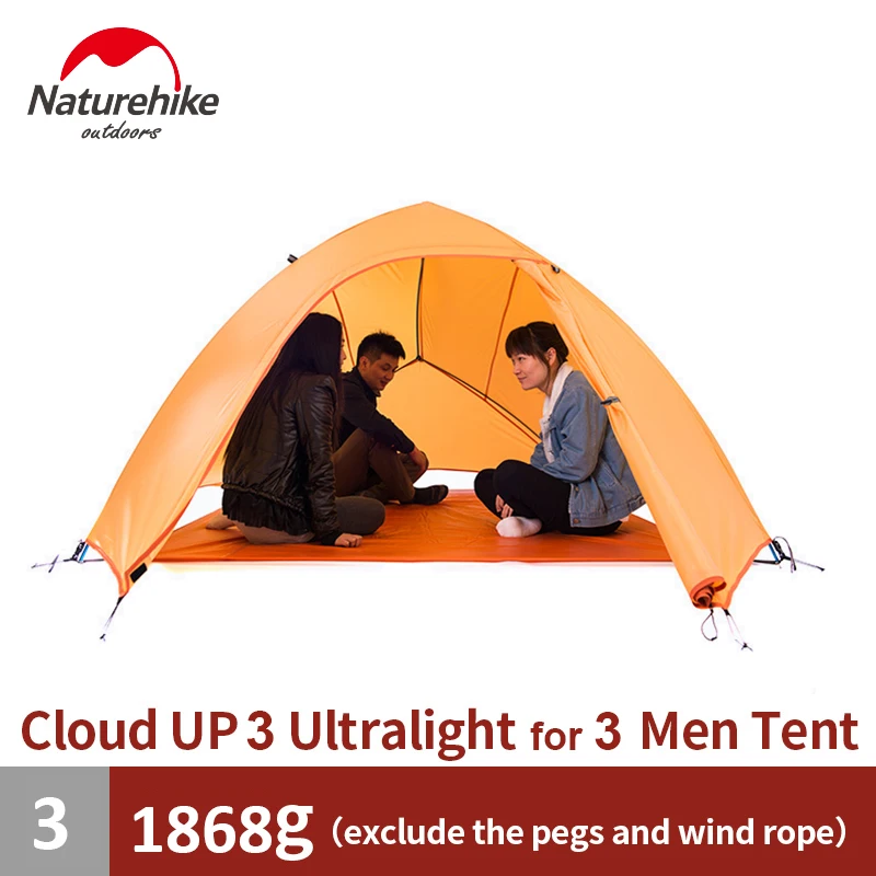 Naturehike Tent Camping Tent Ultralight 1 2 3 Person Man 4 Season Double Layers Aluminum Rod Outdoor Travel Beach Tent With Mat