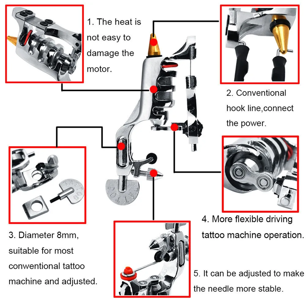 1set Tattoo Kits Maquina De Tatuar Rotativa Kit Tatuagem Completo Tatuador Profesional Tatouage Debutant Kit Tatuaje Rotativa