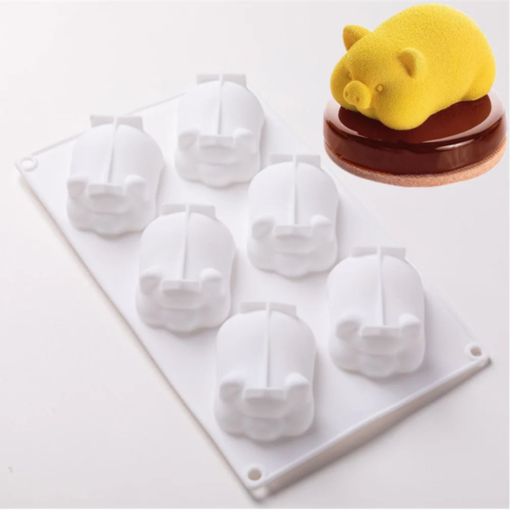 Pig Silicone Mold DIY Epoxy Resin Chocolate Mold Mousse Cake Baking Decoration Kitchen Pudding Cake Pig Shape Silicone Mold