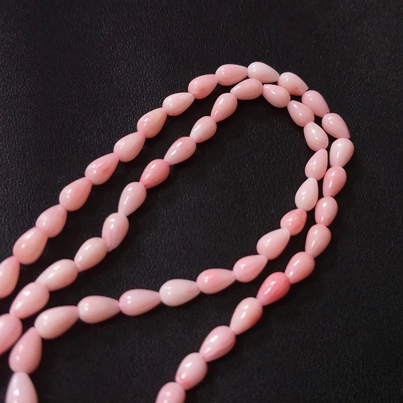 New 4*6MM 40pieces/bag Pink Coral Water Drop Shape Beads for DIY Necklace Bracelet Jewelry Making Accessories