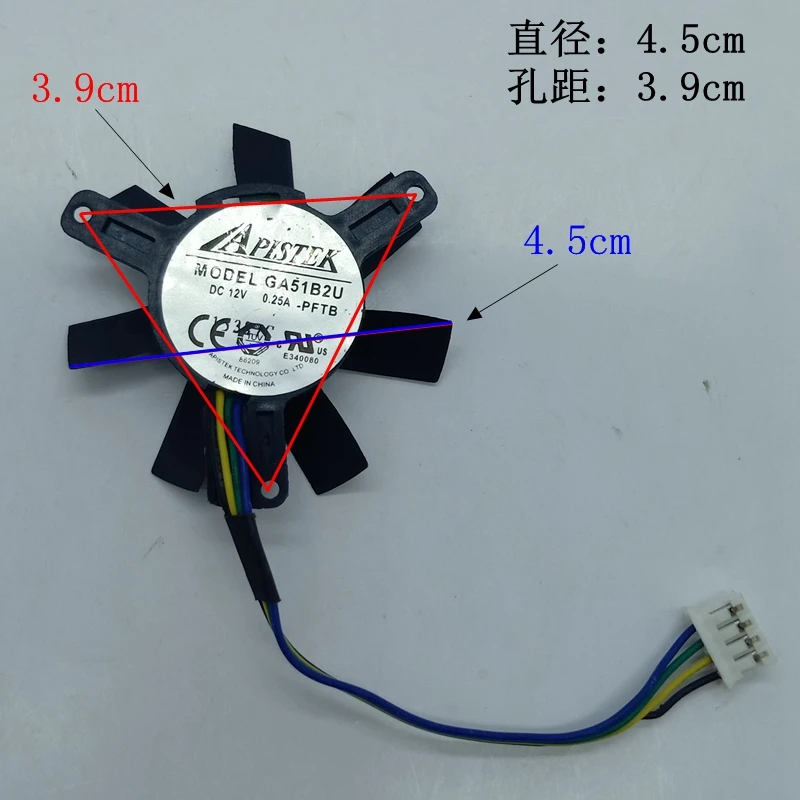 Emacro For APISTEK GA51S2U DC 12V 0.25A Two Ball Bearing 45mm  Server Cooler Fan Hole Pitch 39*39*39MM 4-Wire PWM