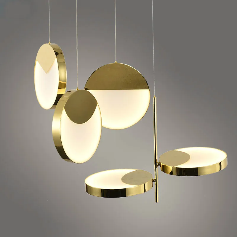 

Post-modern Lustre Metal Pendant Lights Modern Gold Round LED Hanging Lamp Kitchen Living Room Dining Room Decor Light Fixtures