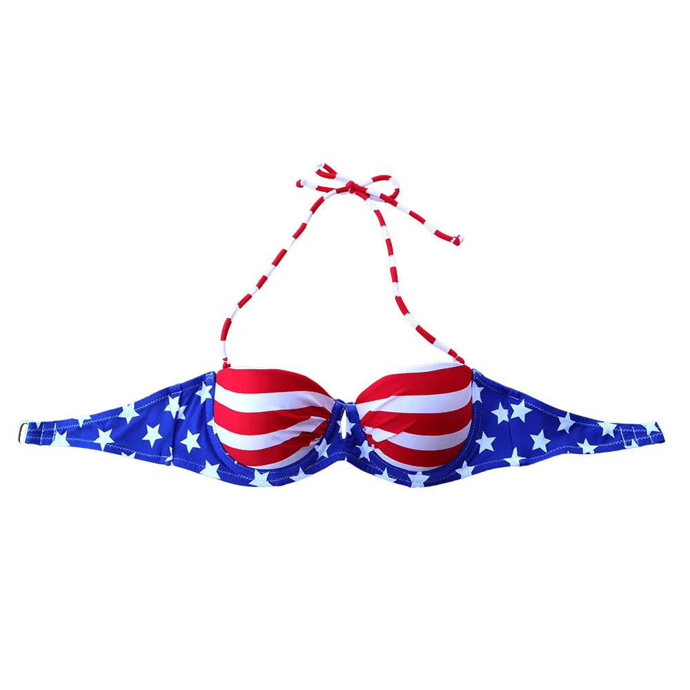 The Top Bikini Womens Sexy bikinis maillot de bain bikini women swimwear Design girl cup bathing suits Blue Star Red Stripe
