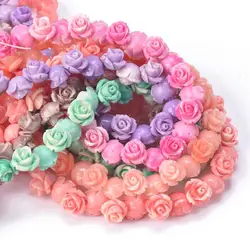 10pcs 6mm 8mm 10mm Flower Shape Gradient Color Artificial Coral Shell Powder Loose Beads for Jewelry Making DIY Crafts Findings