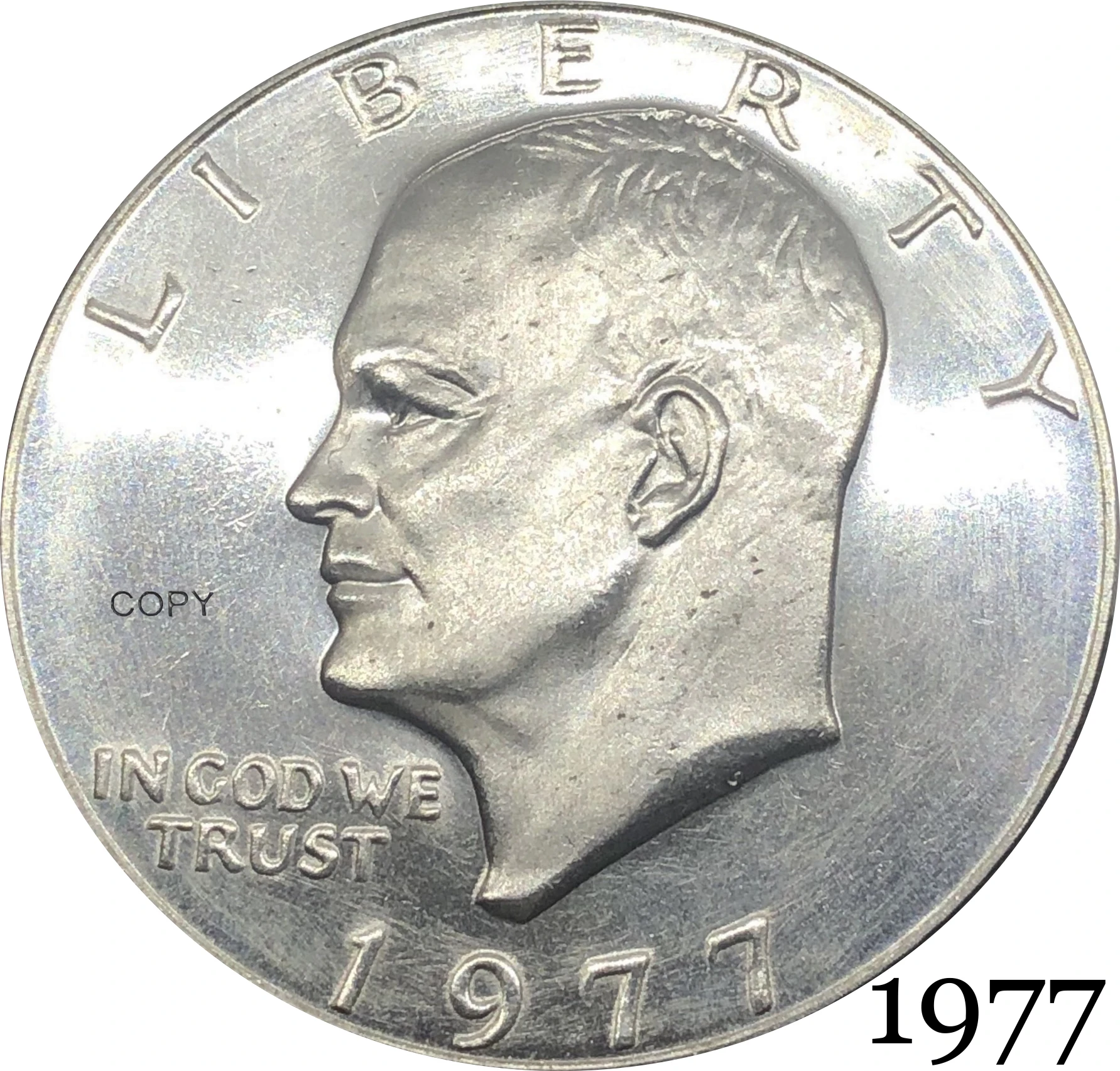 United States 1977 Liberty US 1 One Dollar President Eisenhower Silver Plated Copy Commemorative Coin Moneda Collectible Coins