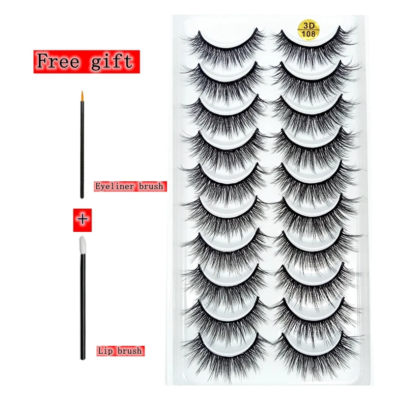 3D 인조 밍크 속눈썹, 자연스럽고 두껍고 긴 인조 속눈썹, 드라마틱한 가짜 속눈썹, 메이크업 연장 속눈썹, 10 쌍, 신제품