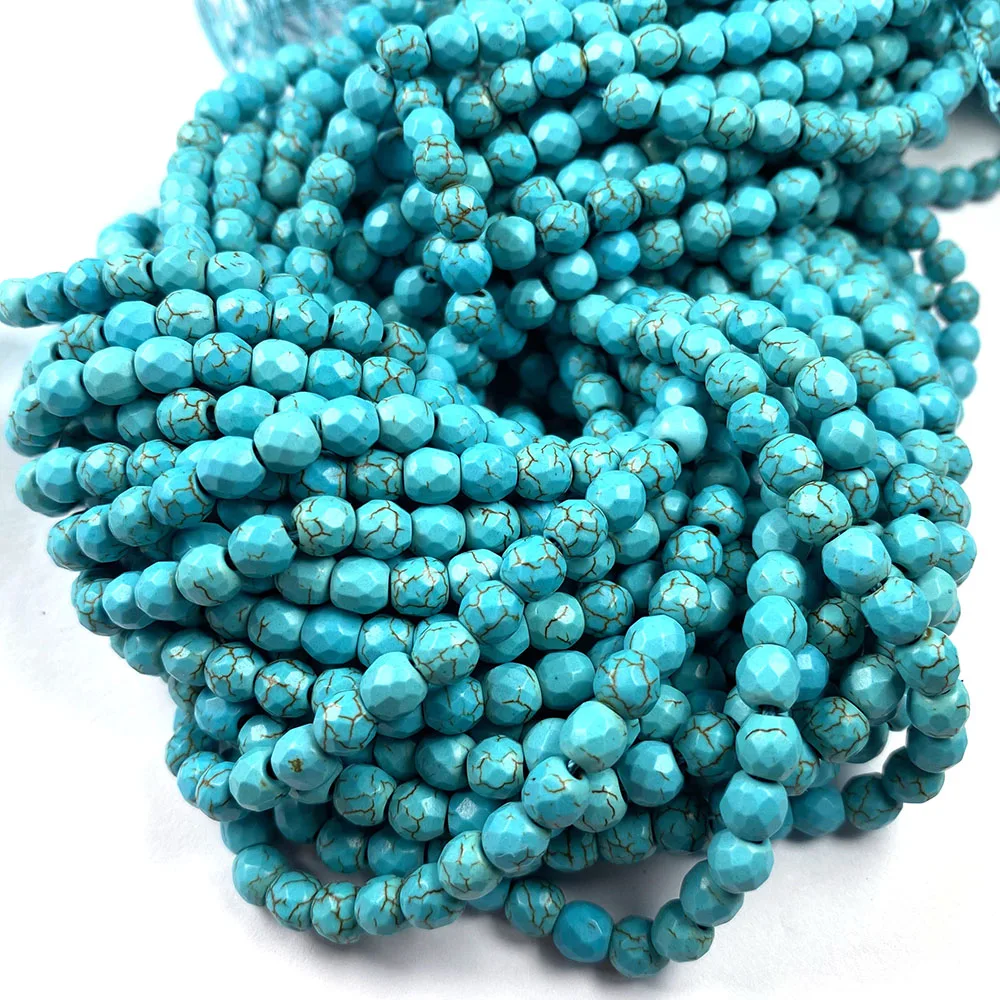 Stone Beads blue Turquoises Round shape Loose isolation Beads Semi-Finished For jewelry making DIY necklace bracelet accessories