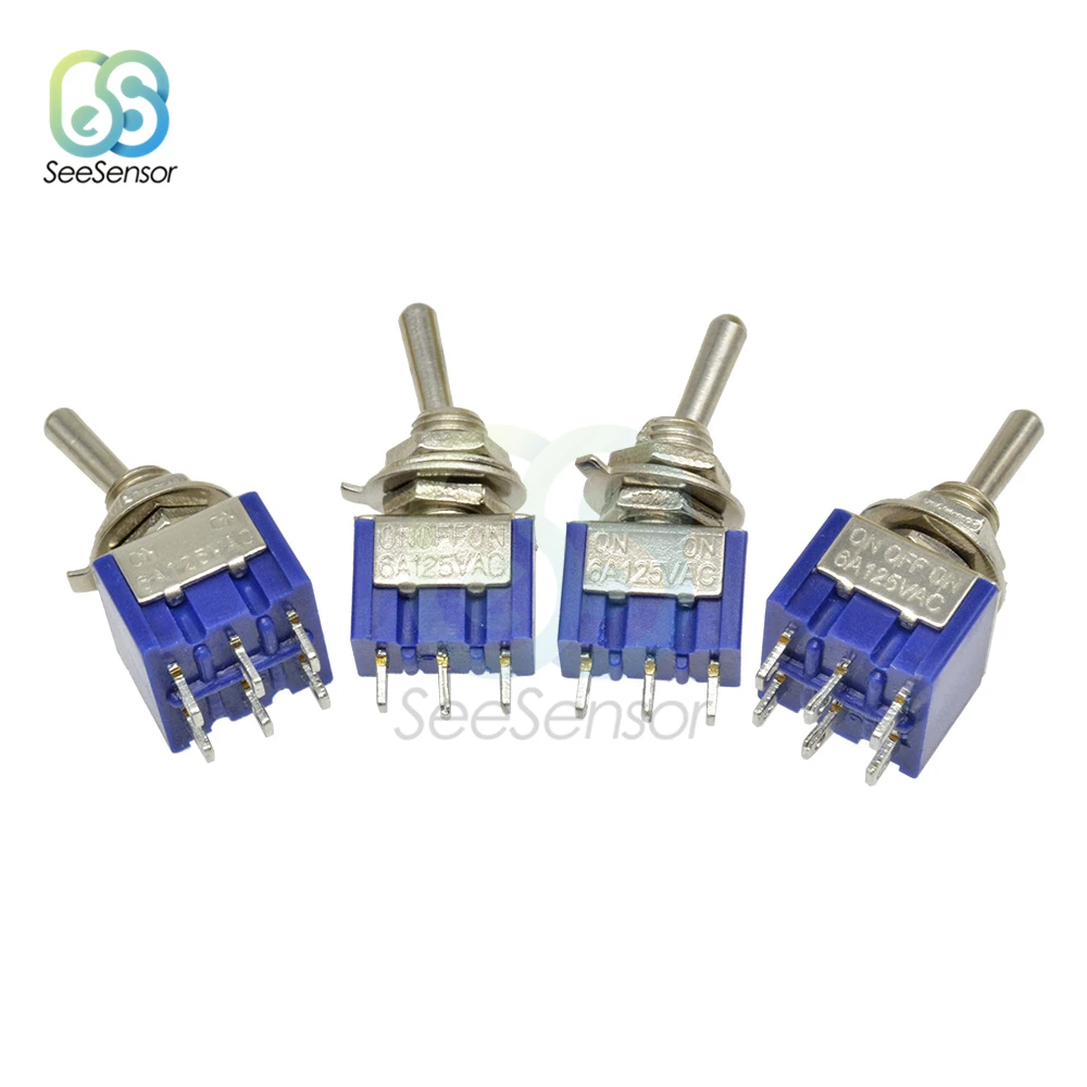 5PCS Toggle Switch Mini Switches 2 3 Position Latching Switch MTS-102/103/202/203/302/303/402/403 ON-ON ON-OFF-ON SPDT DPDT