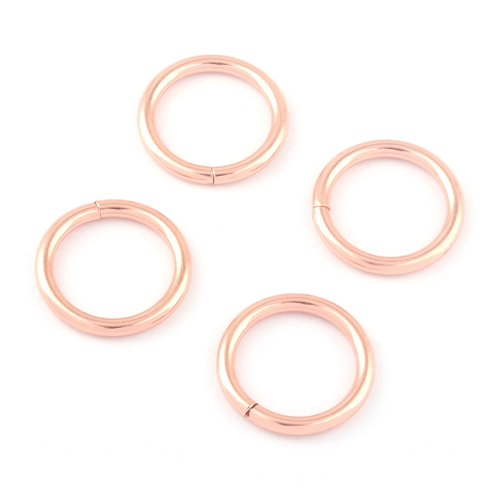 18mm Rose złoty Metal spawane pętle okrągłe O pierścienie pasek torebka O brelok do torebki sprzętu taśmy torebka skóra Craft Hardware Supplies