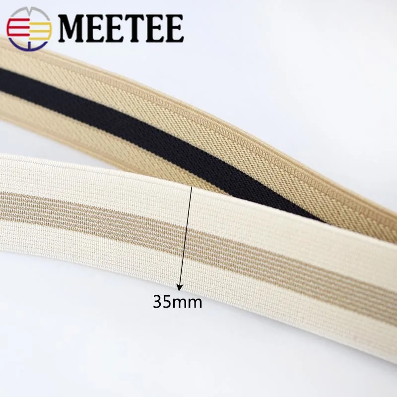 3/5Meters Meetee 35mm Black Stripes Elastic Band Webbing Trousers Soft Belt Underwear Stretch Bags Sewing Strap DIY Accessories