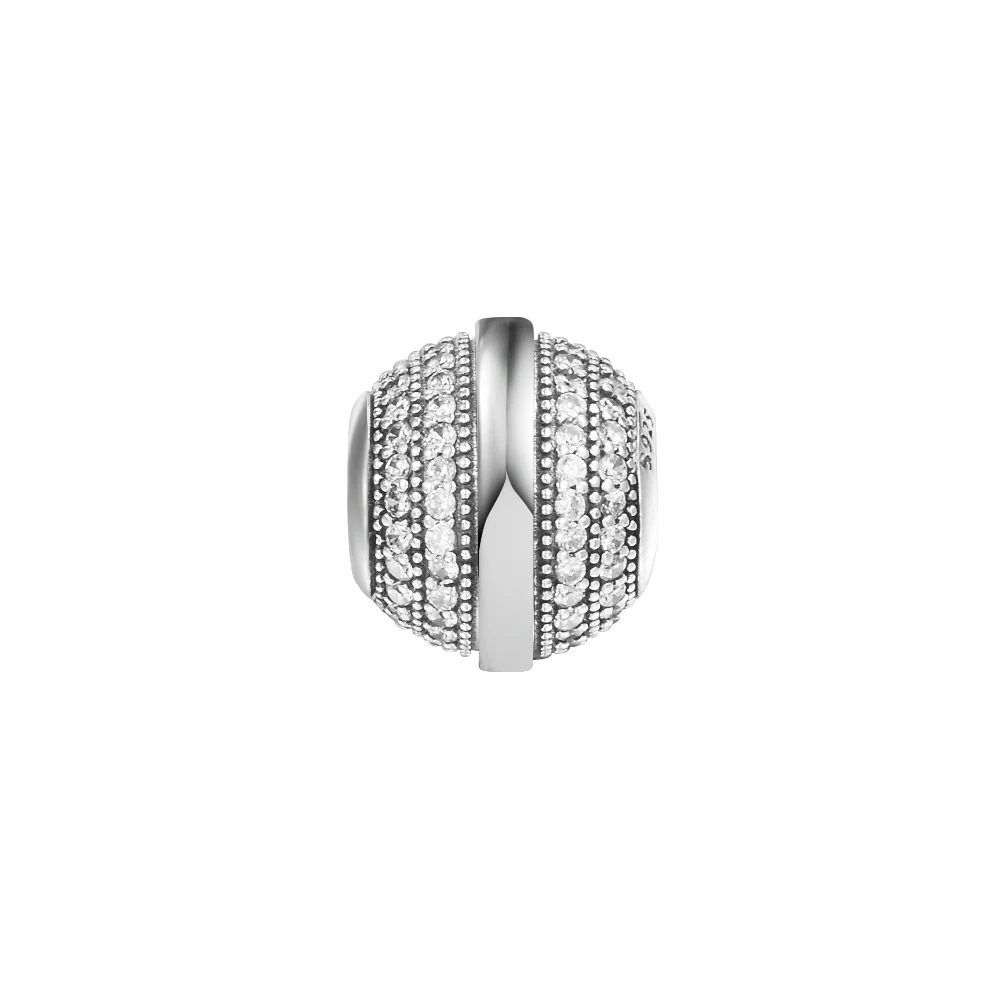 

2021 Pave & Logo Charm 100% 925 Sterling Silver Jewelry For Women Beads For Jewelry Fits Necklace Bracelets