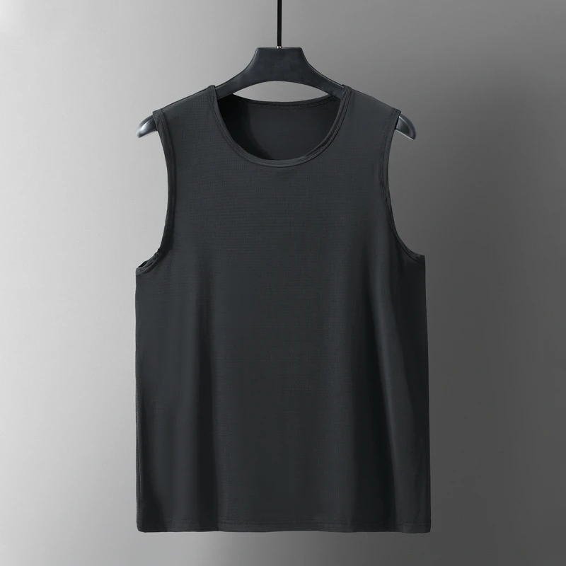 Men Tank Tops Ice Silk mesh tops Loose Casual Mens Summer Sleeveless vest Oversized men bodybuilding Tank Tops workout clothes