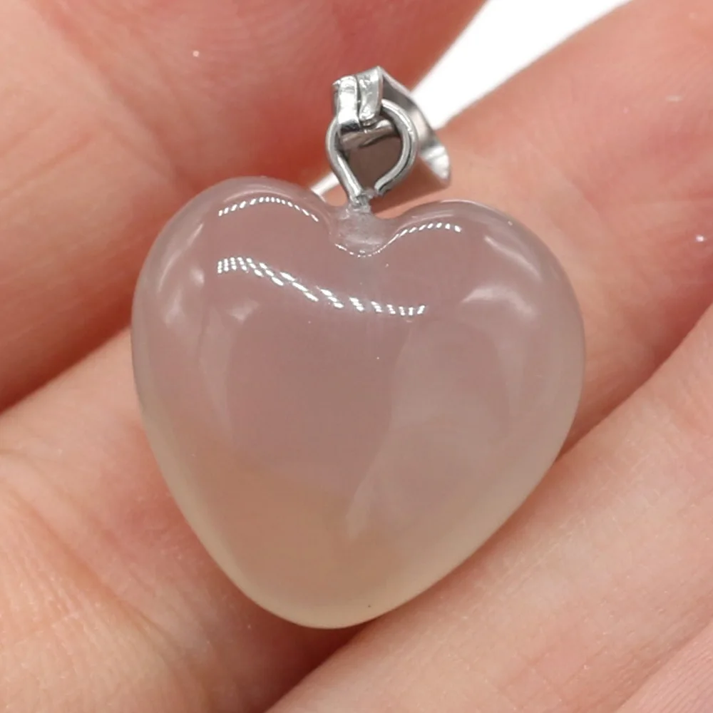 1pc yachu Crystal Natural Stone Heart-shaped Semi-precious Stones Pendant For Make DIY Trendy Bracelet Necklace Size 16x16mm