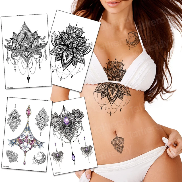 mandala temporary tattoo sticker lace black henna sex tattoo for  