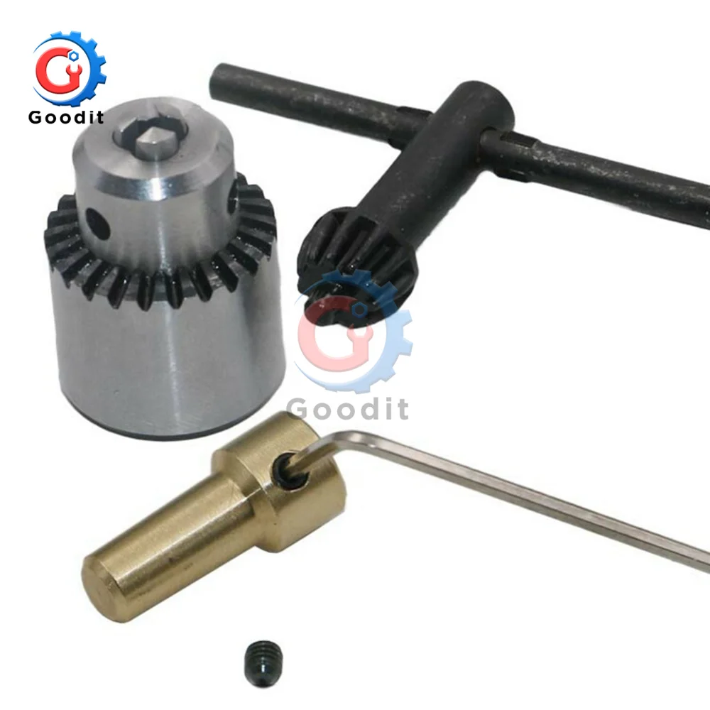 Micro Motor Drill Chuck Clamping Range 0.3-4mm Taper Mounted Mini Drill Chuck with Chuck Key 3.17mm Brass Electric Motor Shaft